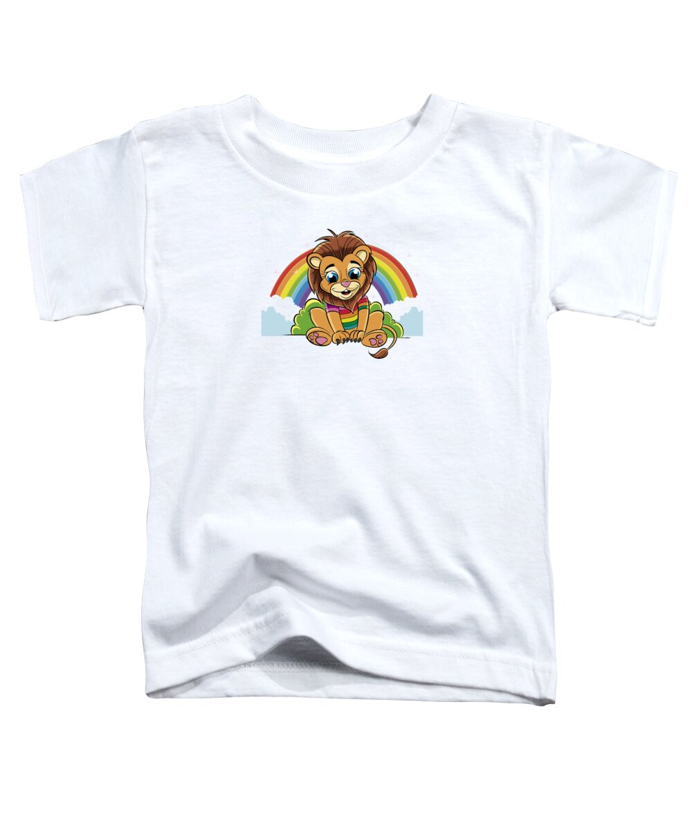 Rainbow Toddler T-Shirt featuring the digital art Rainbow Lion #1 by Mister Tee