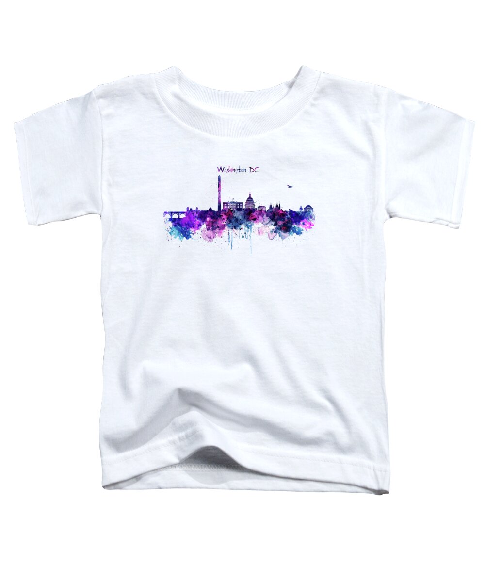 Marian Voicu Toddler T-Shirt featuring the painting Washington DC Skyline #1 by Marian Voicu