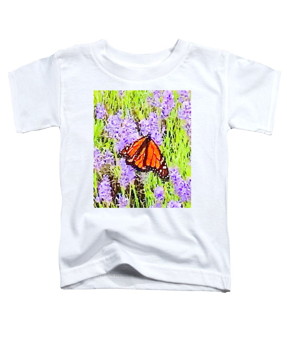 Lavendar Butterfly Purple Toddler T-Shirt featuring the photograph Untethered Flower by Kathy Bee