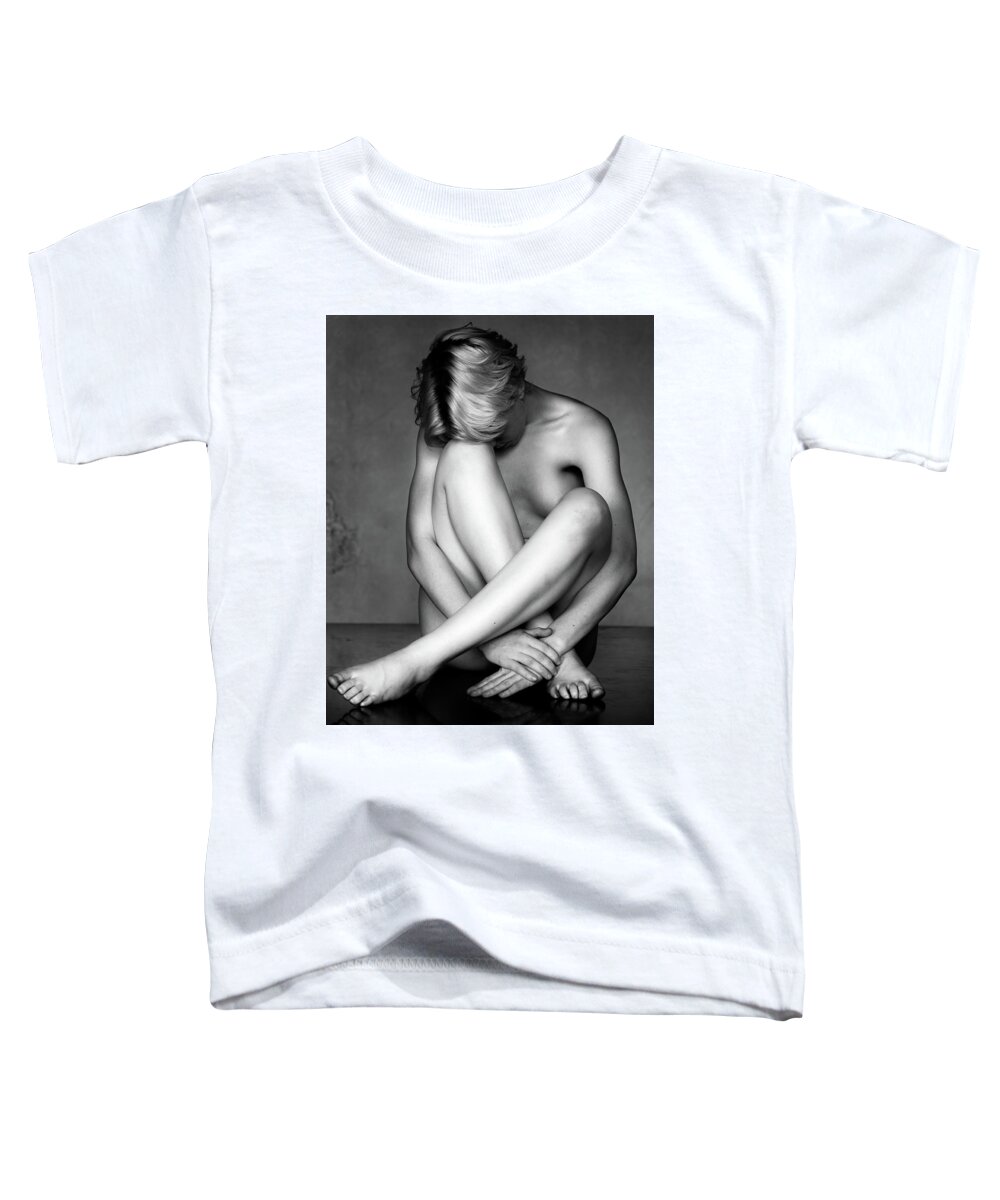 Weston Toddler T-Shirt featuring the photograph Abi With Head on Her Knee by Lindsay Garrett