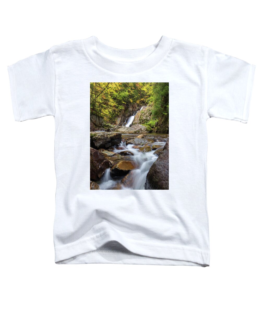 An Autumn Waterfall Toddler T-Shirt featuring the photograph An Autumn Waterfall by White Mountain Images