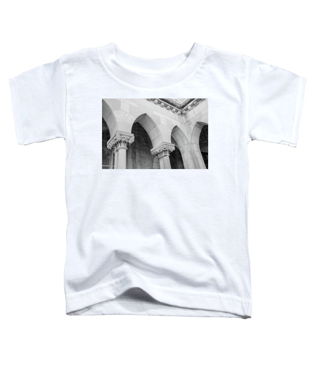 Building Toddler T-Shirt featuring the photograph Archways Grayscale by Mary Anne Delgado