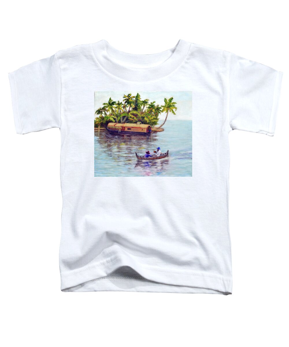 Backwaters Of Kerala Toddler T-Shirt featuring the painting Backwaters of Kerala by Uma Krishnamoorthy