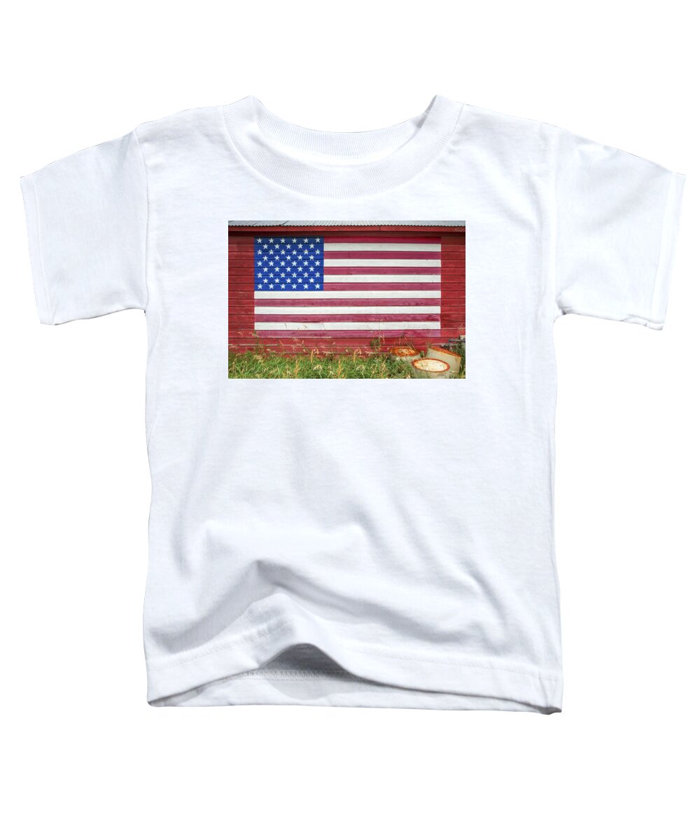 American Flag Toddler T-Shirt featuring the photograph Barn Side Flag by Todd Klassy