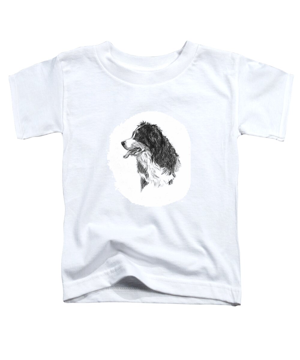Bernese Mountain Dog Toddler T-Shirt featuring the drawing Bernese Mountain Dog by Masha Batkova