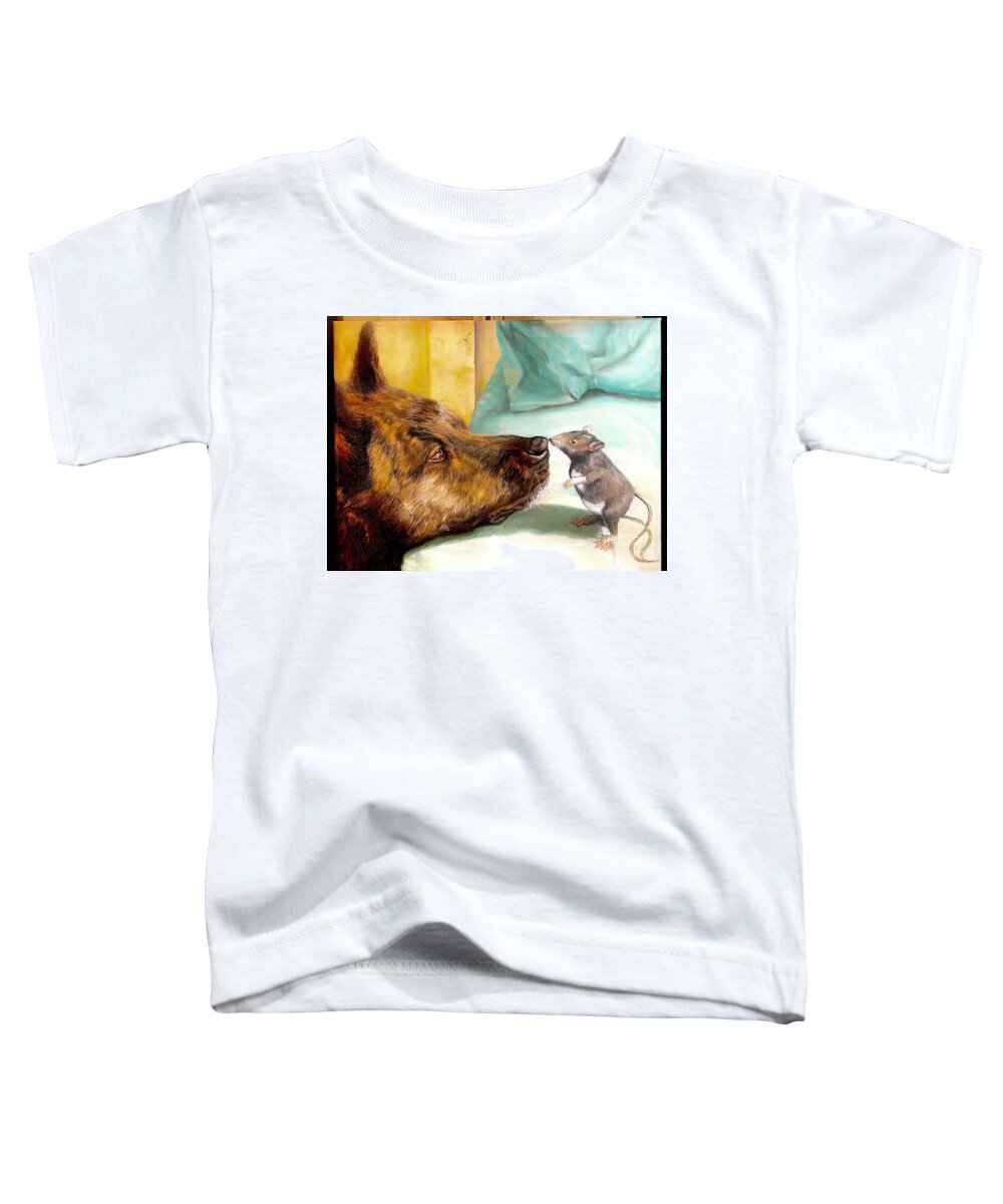 Dog Toddler T-Shirt featuring the painting Best, Friends by Leland Castro