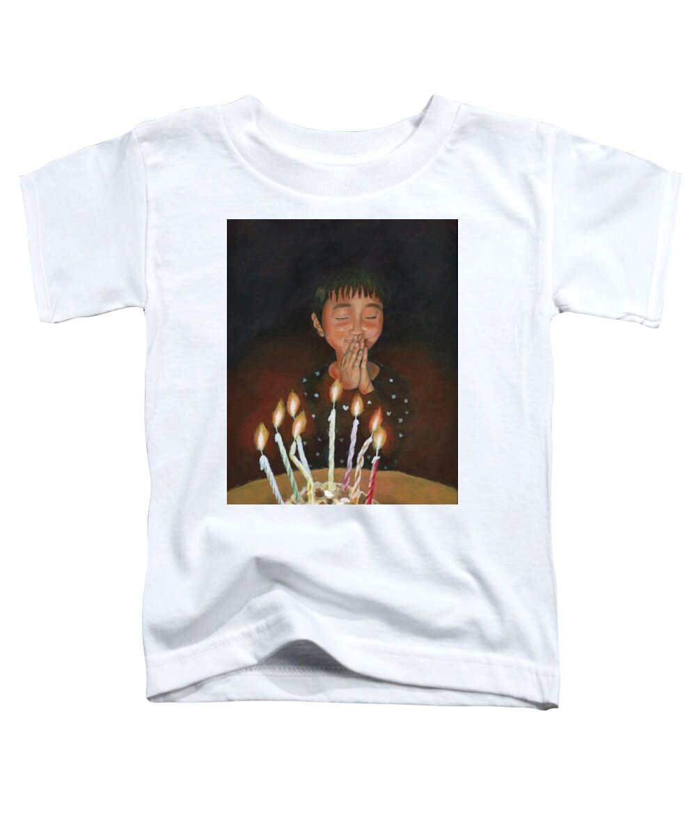 Birthday Wish Toddler T-Shirt featuring the painting Birthday Wish by Helian Cornwell