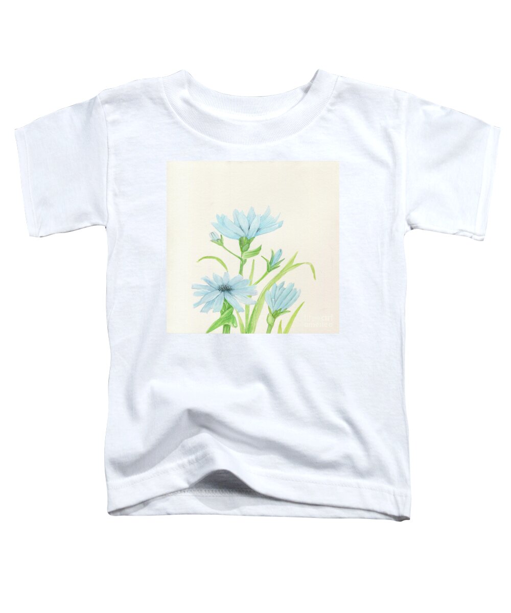 Flowers Toddler T-Shirt featuring the painting Blue Wildflowers Watercolor by Laurie Rohner