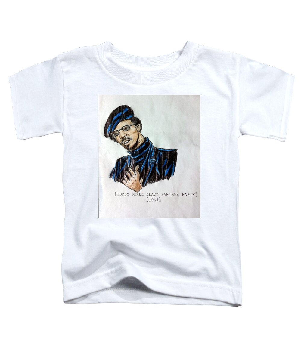 Black Art Toddler T-Shirt featuring the drawing Bobby Seale by Joedee
