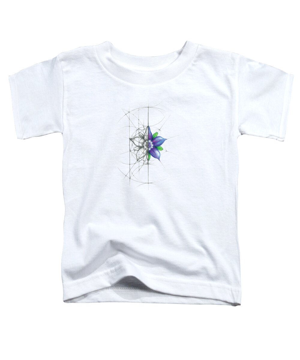 Borage Toddler T-Shirt featuring the drawing Intuitive Geometry Borage Flower by Nathalie Strassburg