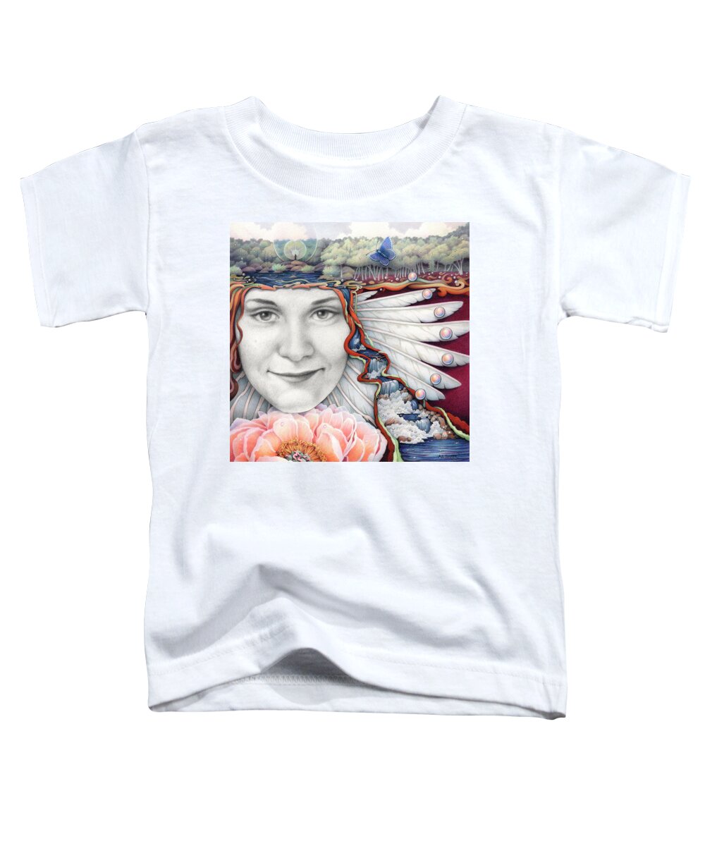 Prismacolor Toddler T-Shirt featuring the drawing Borne On The Wings Of Her Dreams by Amy S Turner