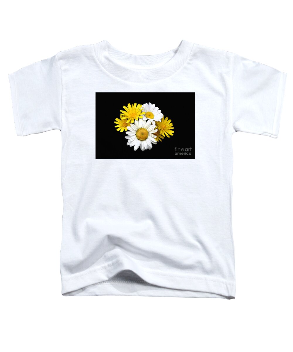 Close Up Toddler T-Shirt featuring the photograph bouquet Ox-eye Daisy and Seaside Dandelion by Robert C Paulson Jr