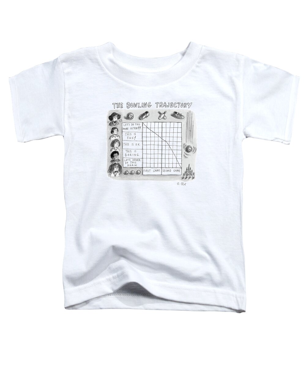 The Bowling Trajectory Bowling Toddler T-Shirt featuring the drawing Bowling Trajectory by Roz Chast