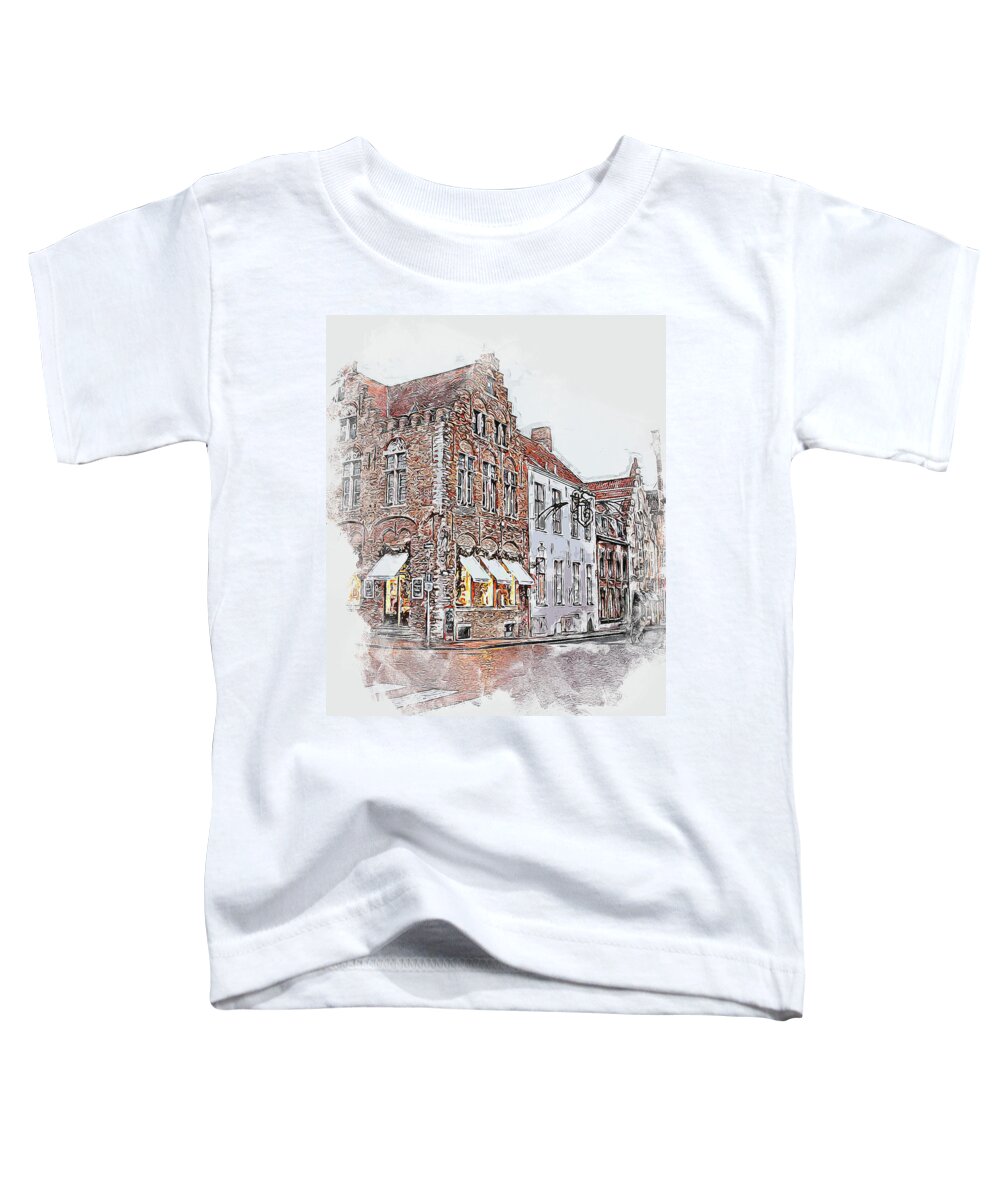 Belgium Toddler T-Shirt featuring the painting Bruges, Belgium - 04 by AM FineArtPrints