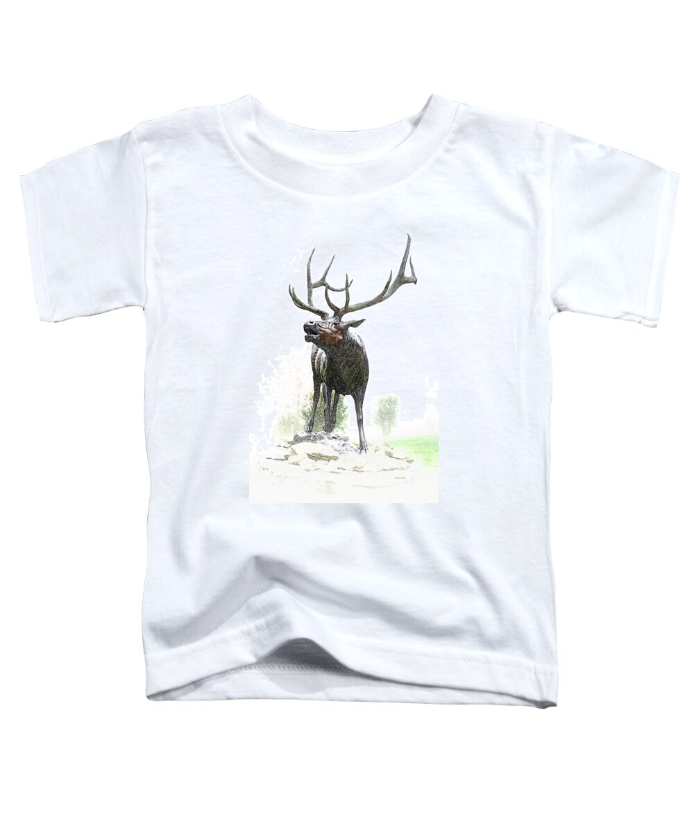 Elk Toddler T-Shirt featuring the mixed media Bull Elk by Christina Rollo