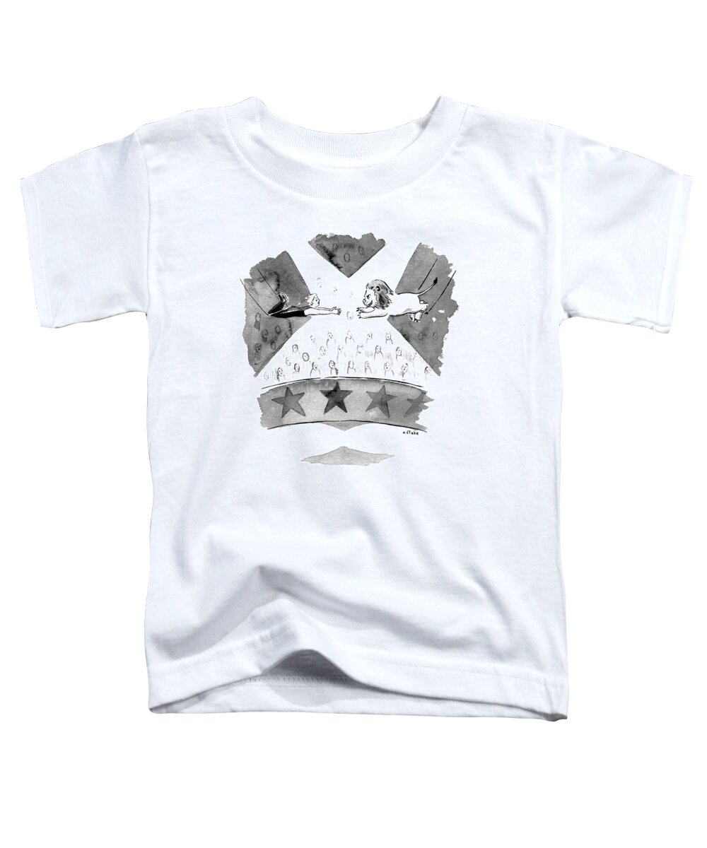 Lion Toddler T-Shirt featuring the drawing Catch by Emily Flake