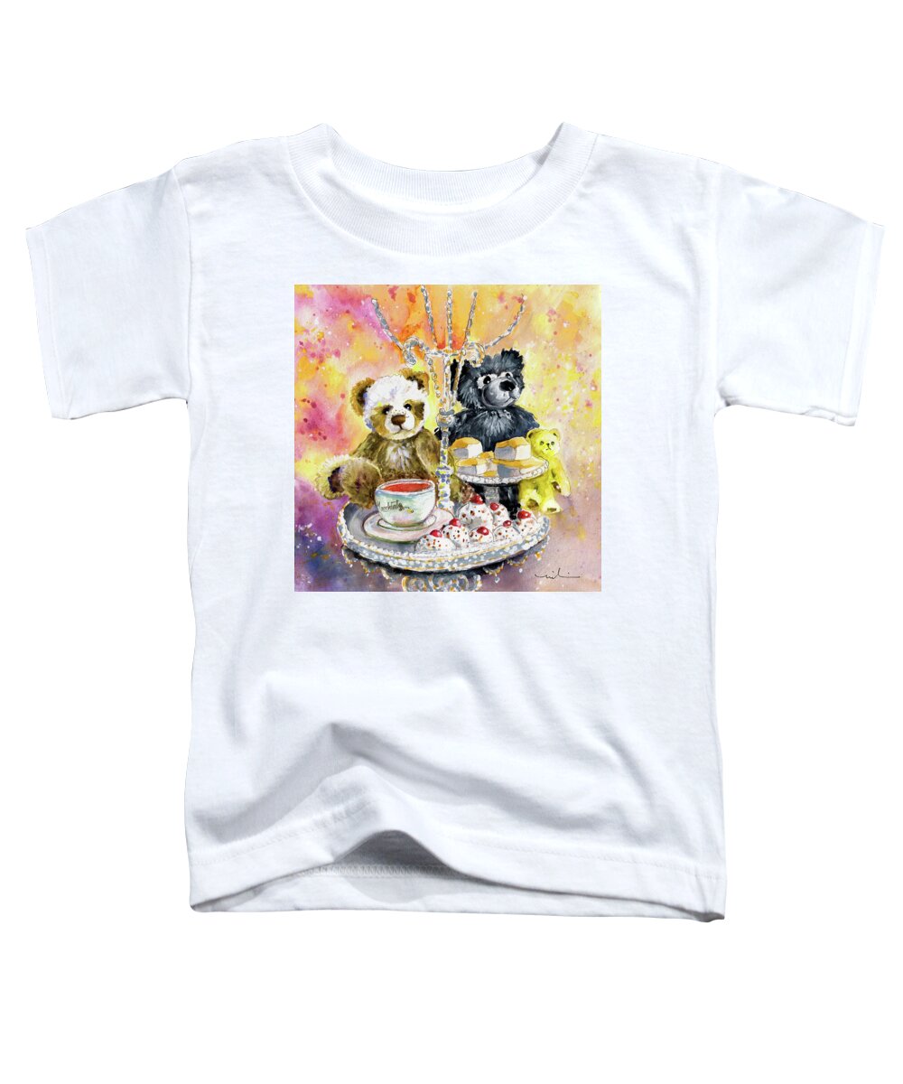 Teddy Toddler T-Shirt featuring the painting Charlie Bears Hot Cross Bun And Dreamer by Miki De Goodaboom