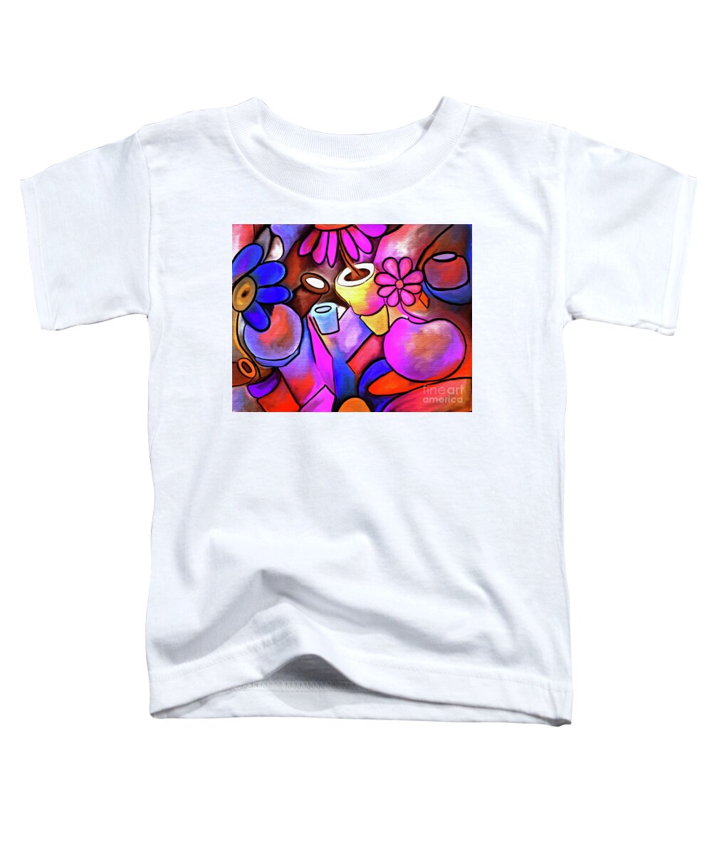 Colorful Flowerpots Abstract Toddler T-Shirt featuring the digital art Colorful Flowerpots Abstract by Laurie's Intuitive