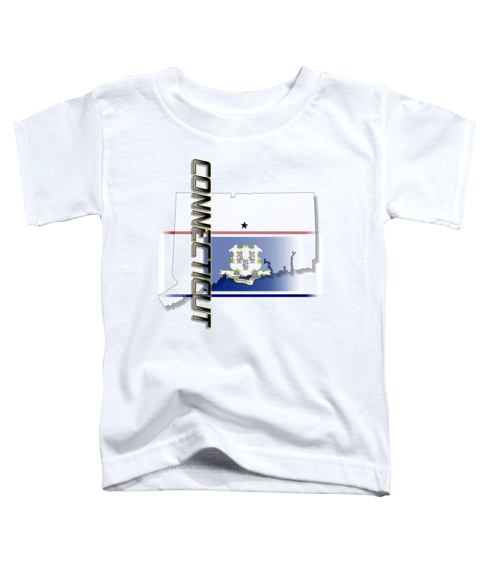 Connecticut Toddler T-Shirt featuring the digital art Connecticut State Vertical Print by Rick Bartrand