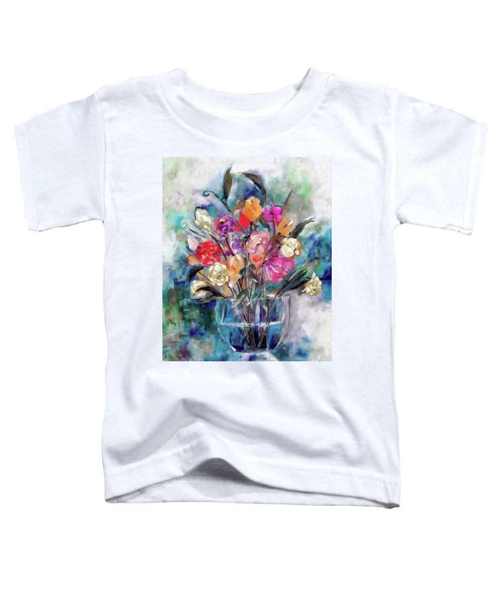 Contemporary Toddler T-Shirt featuring the digital art Contemporary February Floral by Lisa Kaiser