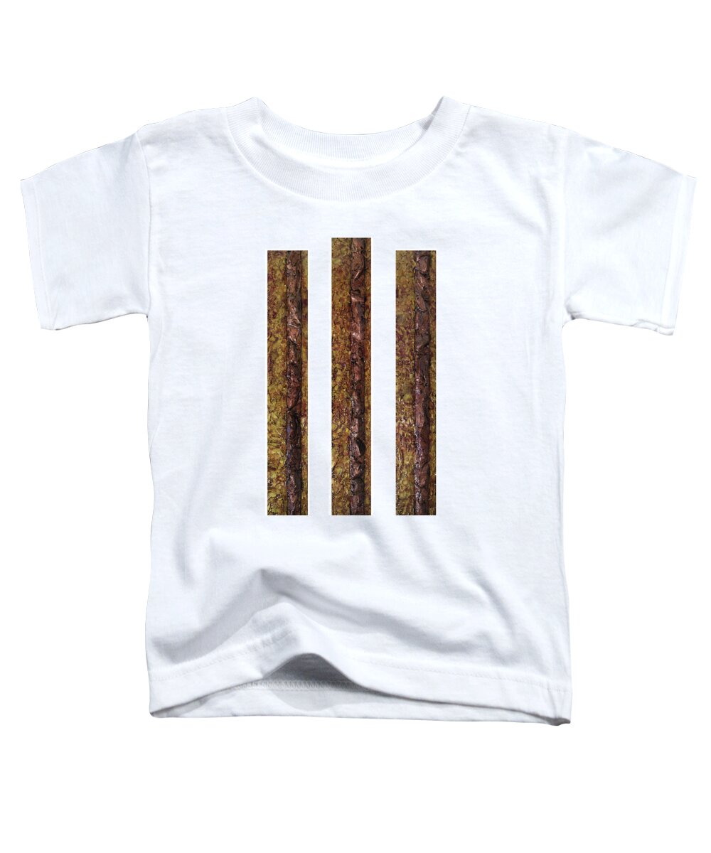 Gold Toddler T-Shirt featuring the mixed media Copper and Gold Triptych by Christopher Schranck