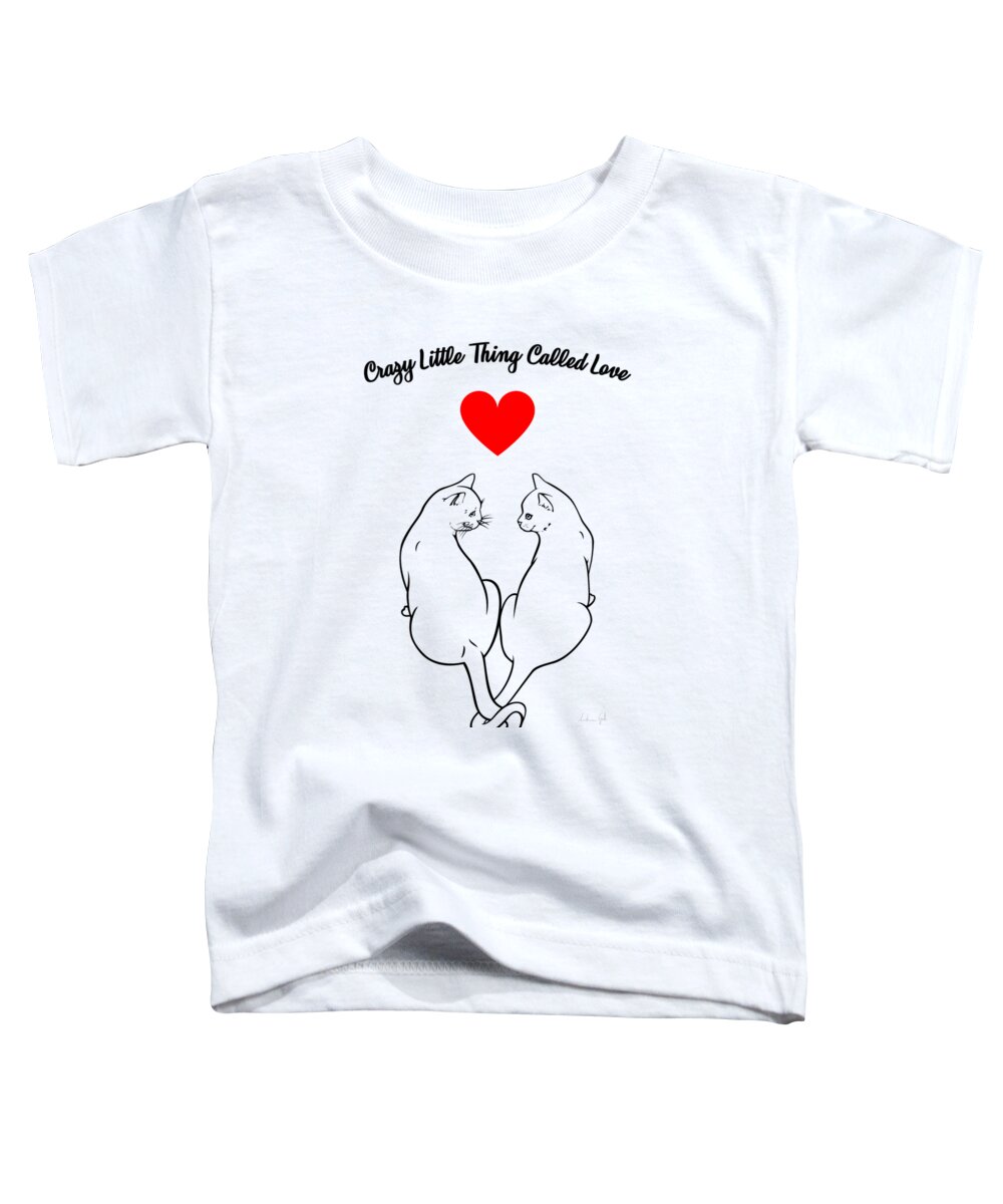 Cat Toddler T-Shirt featuring the digital art Crazy Little Thing Called Love black by Andrea Gatti