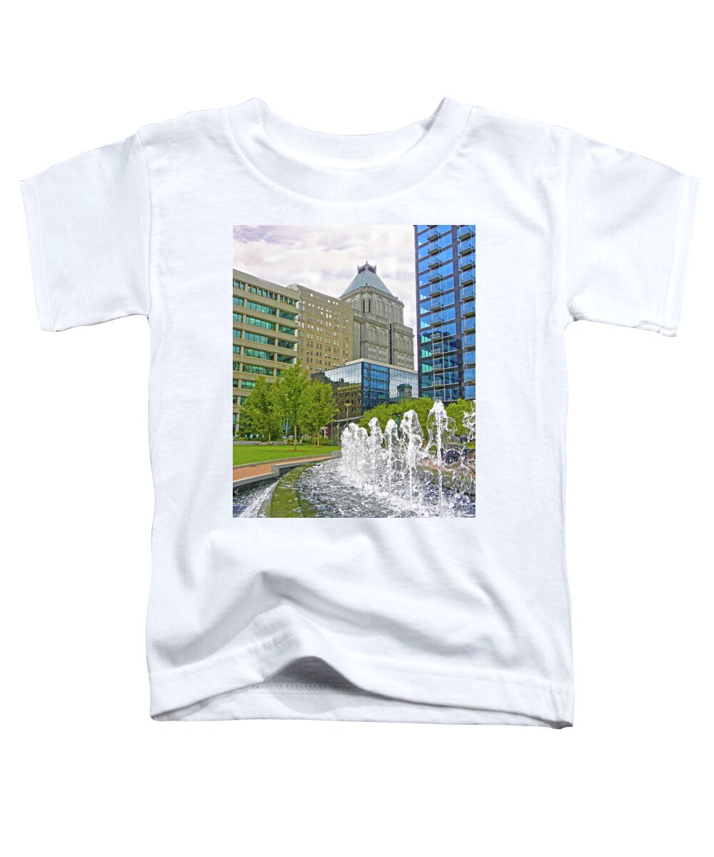 Downtown Buildings Reflection Toddler T-Shirt featuring the photograph Downtown Buildings Reflections by Sandi OReilly
