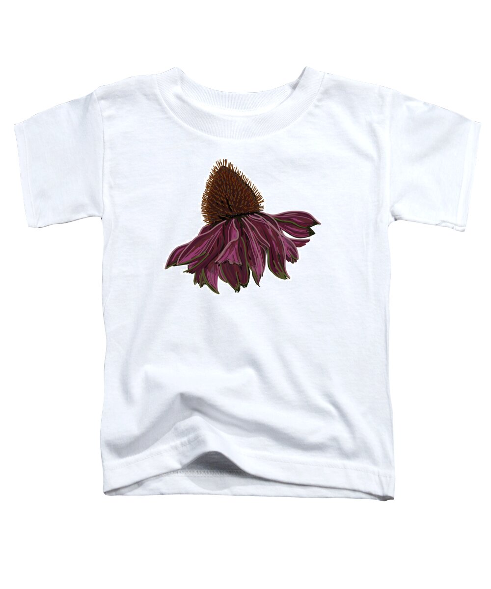 Echinacea Flower Toddler T-Shirt featuring the drawing Echinacea on White by Joan Stratton