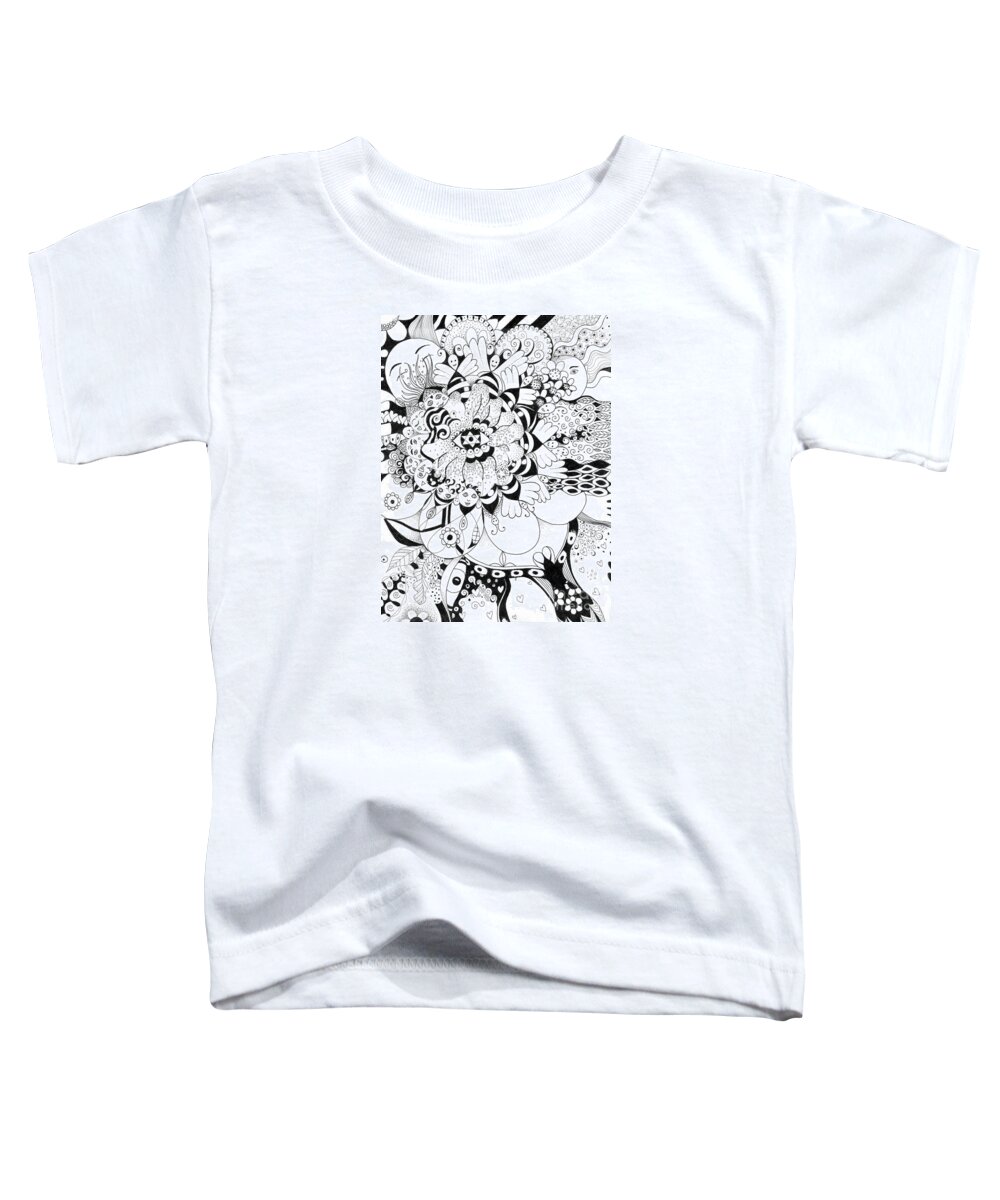 Ecstasy And Bliss By Helena Tiainen Toddler T-Shirt featuring the drawing Ecstasy and Bliss by Helena Tiainen