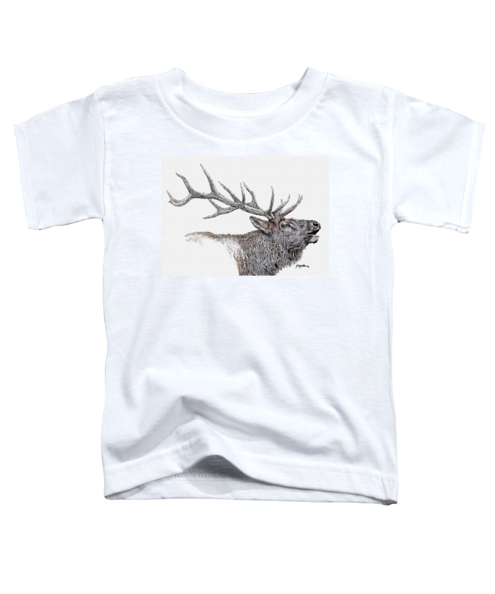 Elk Toddler T-Shirt featuring the painting Elk by Kathie Miller