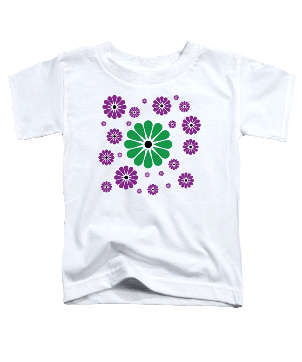 Flowers Toddler T-Shirt featuring the digital art Flower Pattern Purpur and Green by Patricia Piotrak
