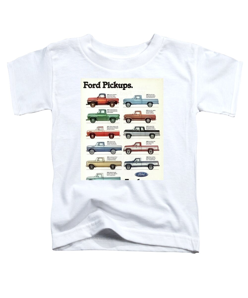 Vintage Toddler T-Shirt featuring the mixed media Ford Pickups Then And Now Poster by Retrographs
