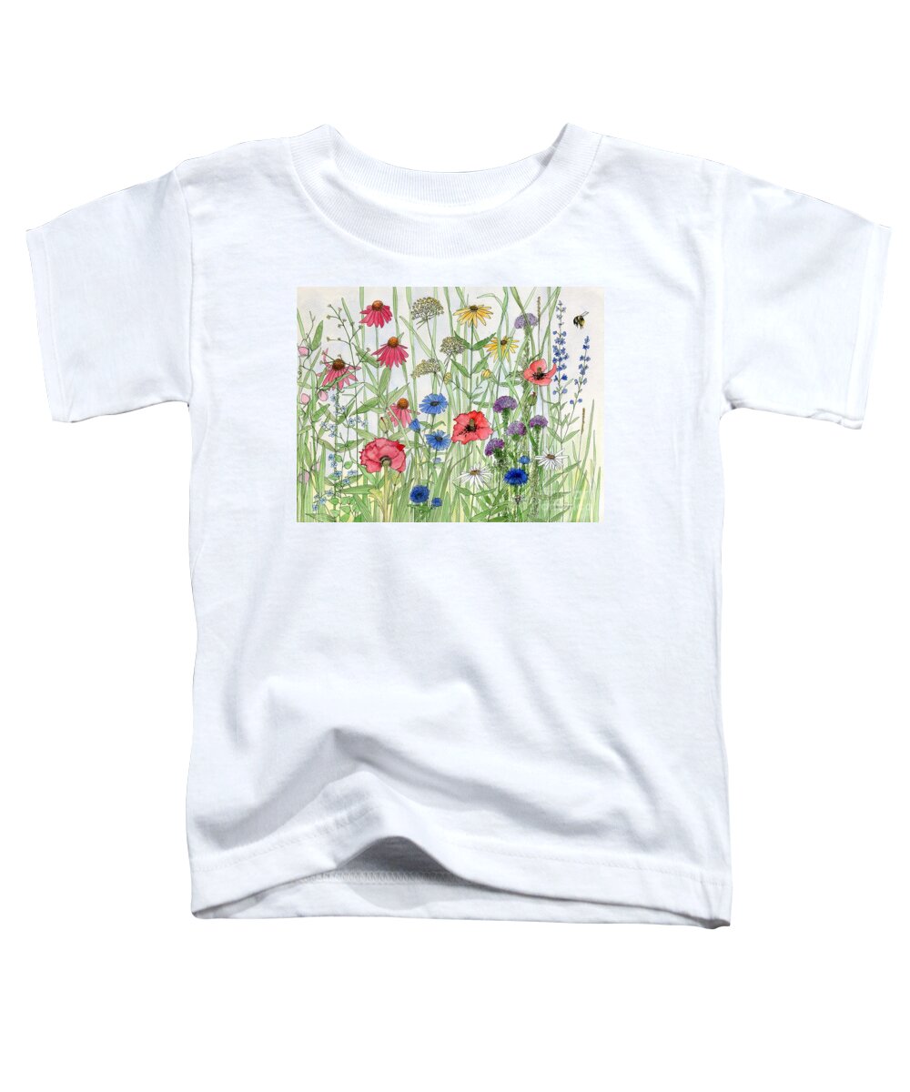 Flowers Toddler T-Shirt featuring the painting Garden Flower Medley Watercolor by Laurie Rohner