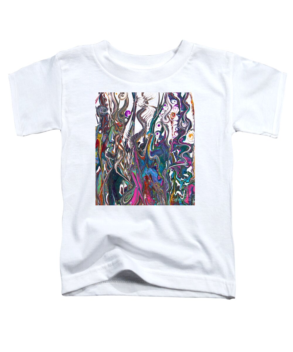 Pattered Colorful Dramatic Fantastic Toddler T-Shirt featuring the painting Garden of Weeden Detail by Priscilla Batzell Expressionist Art Studio Gallery