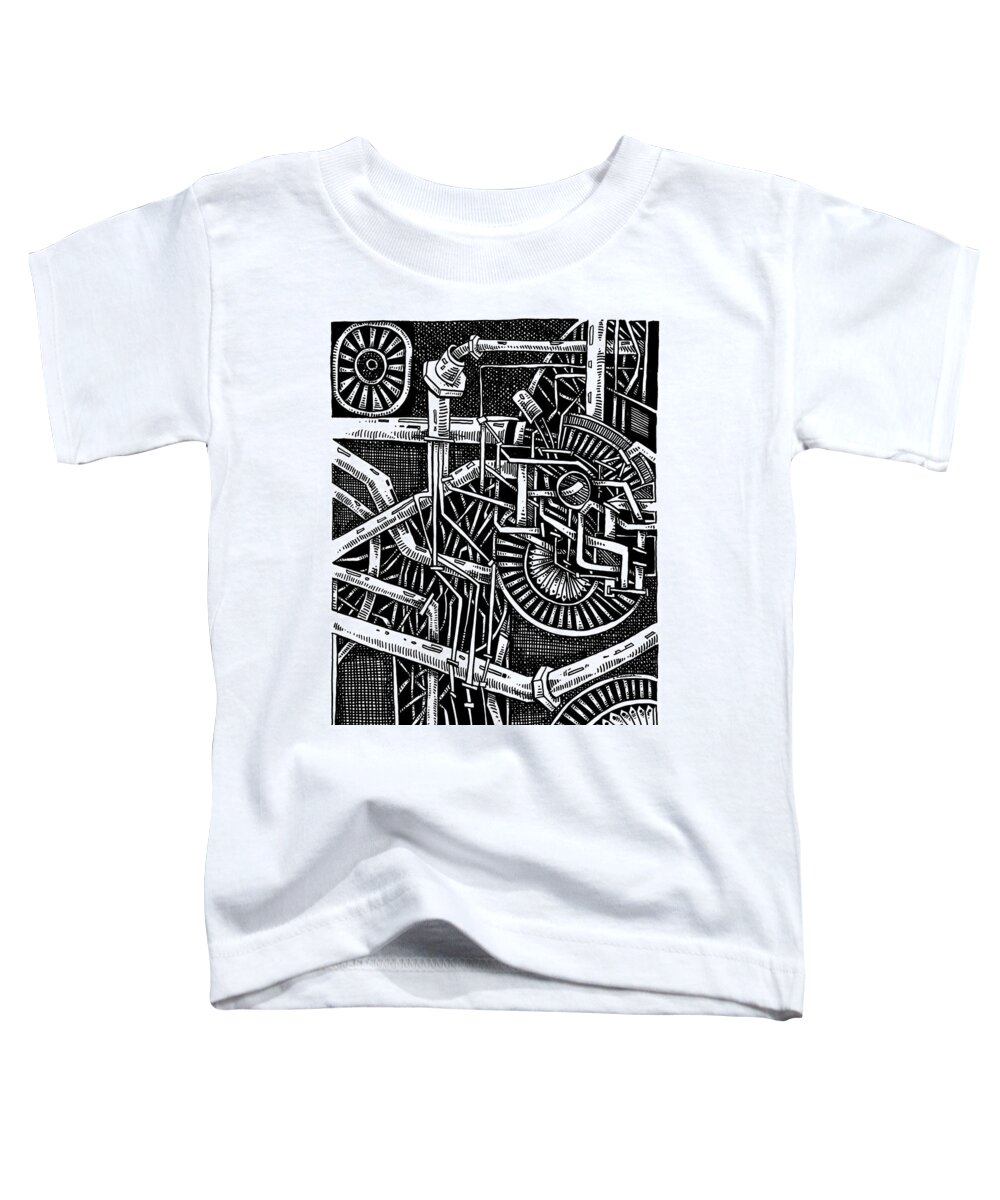 Drawing Toddler T-Shirt featuring the drawing Gears of the universe by Enrique Zaldivar
