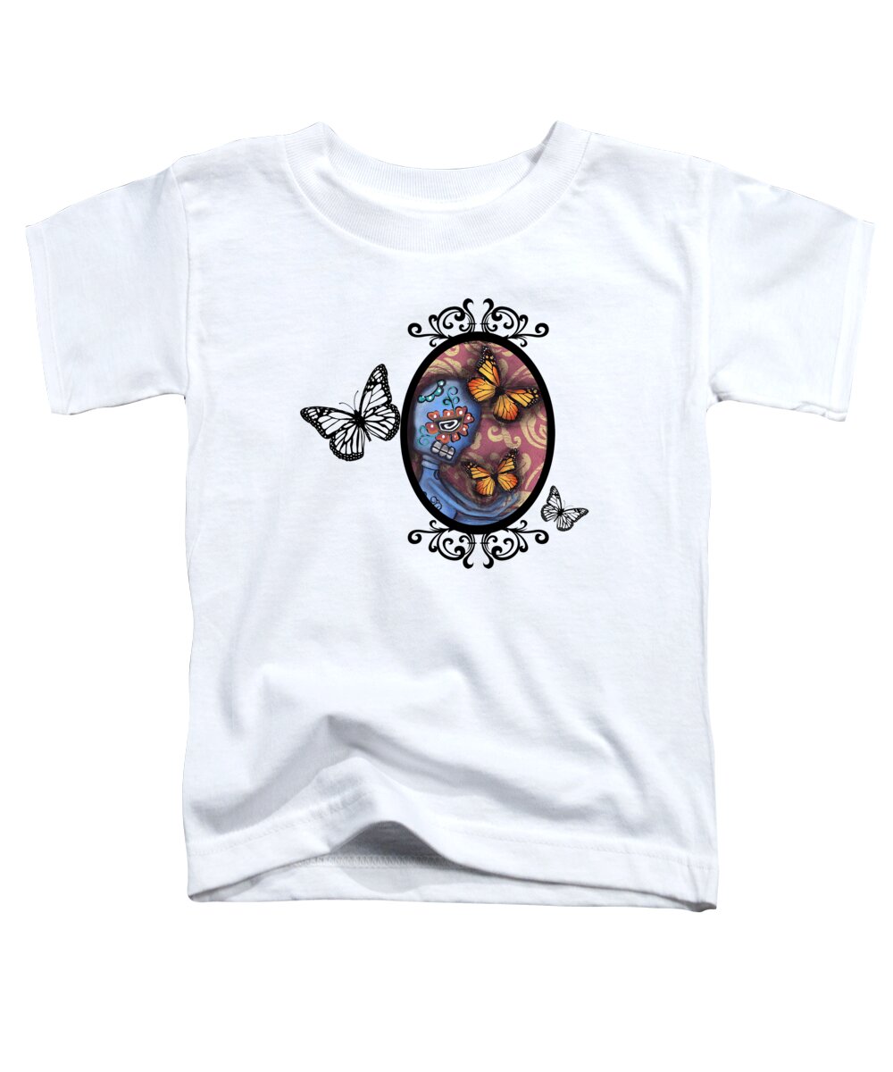 Day Of The Dead Toddler T-Shirt featuring the photograph Gothic Frame Sugar Skull by Abril Andrade