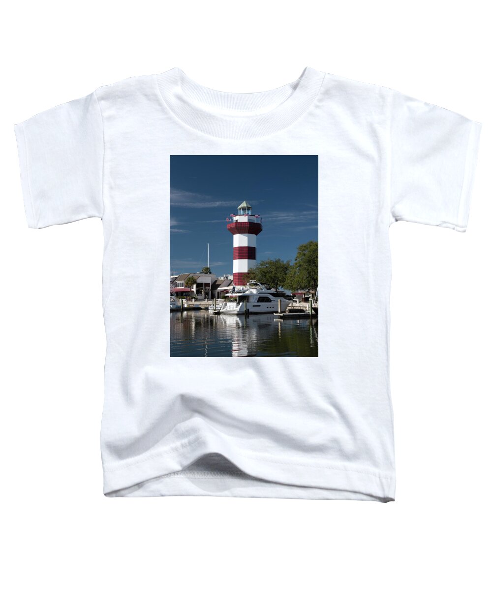 Harbour Town Toddler T-Shirt featuring the photograph Harbour Town Lighthouse on Christmas Morning 2018 No. 1063 by Dennis Schmidt