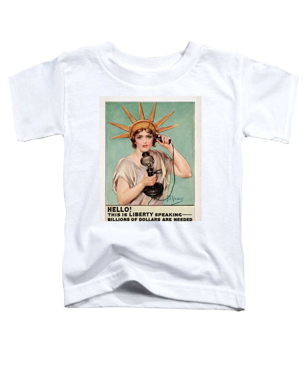 Liberty Toddler T-Shirt featuring the painting Hello This is Liberty speaking 1918 by Vincent Monozlay