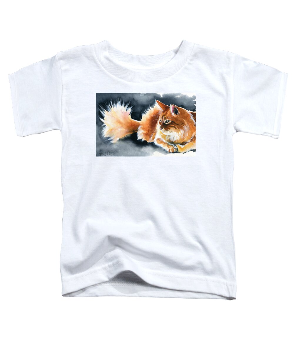 Fluff Toddler T-Shirt featuring the painting Holy Ginger Fluff - Cat Painting by Dora Hathazi Mendes