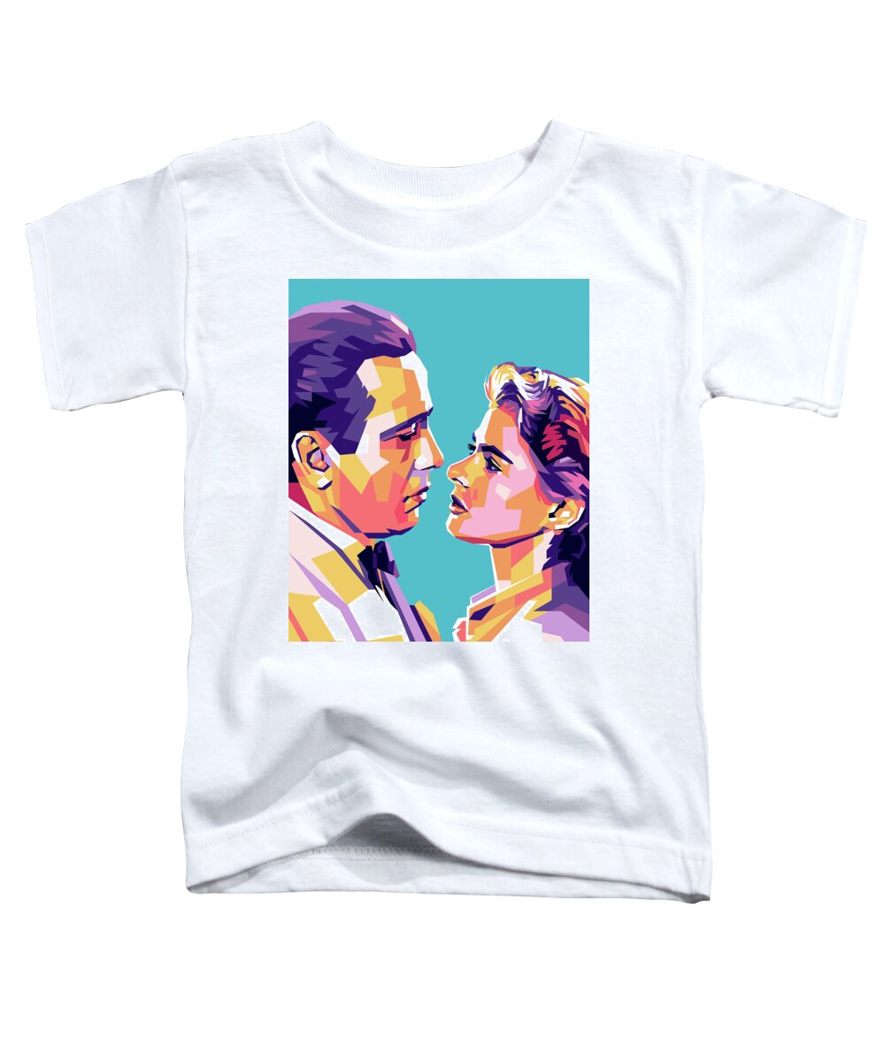 Humphrey Toddler T-Shirt featuring the digital art Humphrey Bogart and Ingrid Bergman by Stars on Art