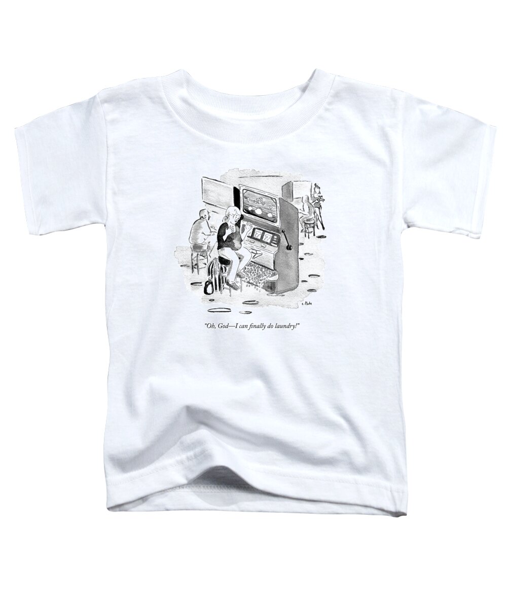 “oh Toddler T-Shirt featuring the drawing I Can Finally Do Laundry by Emily Flake