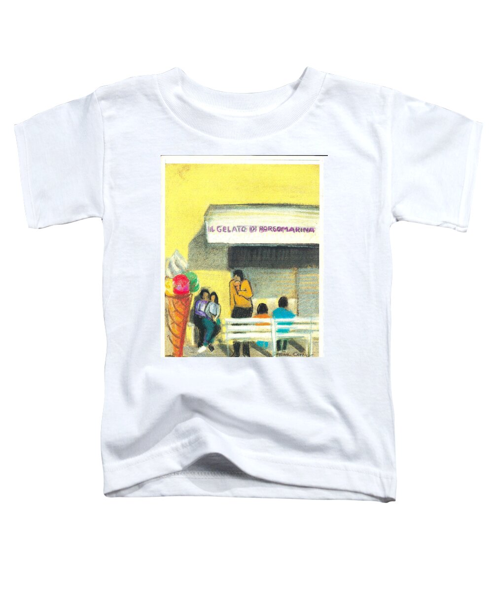 Yellow Toddler T-Shirt featuring the painting Il Gelato de Borgo Marina by Suzanne Giuriati Cerny