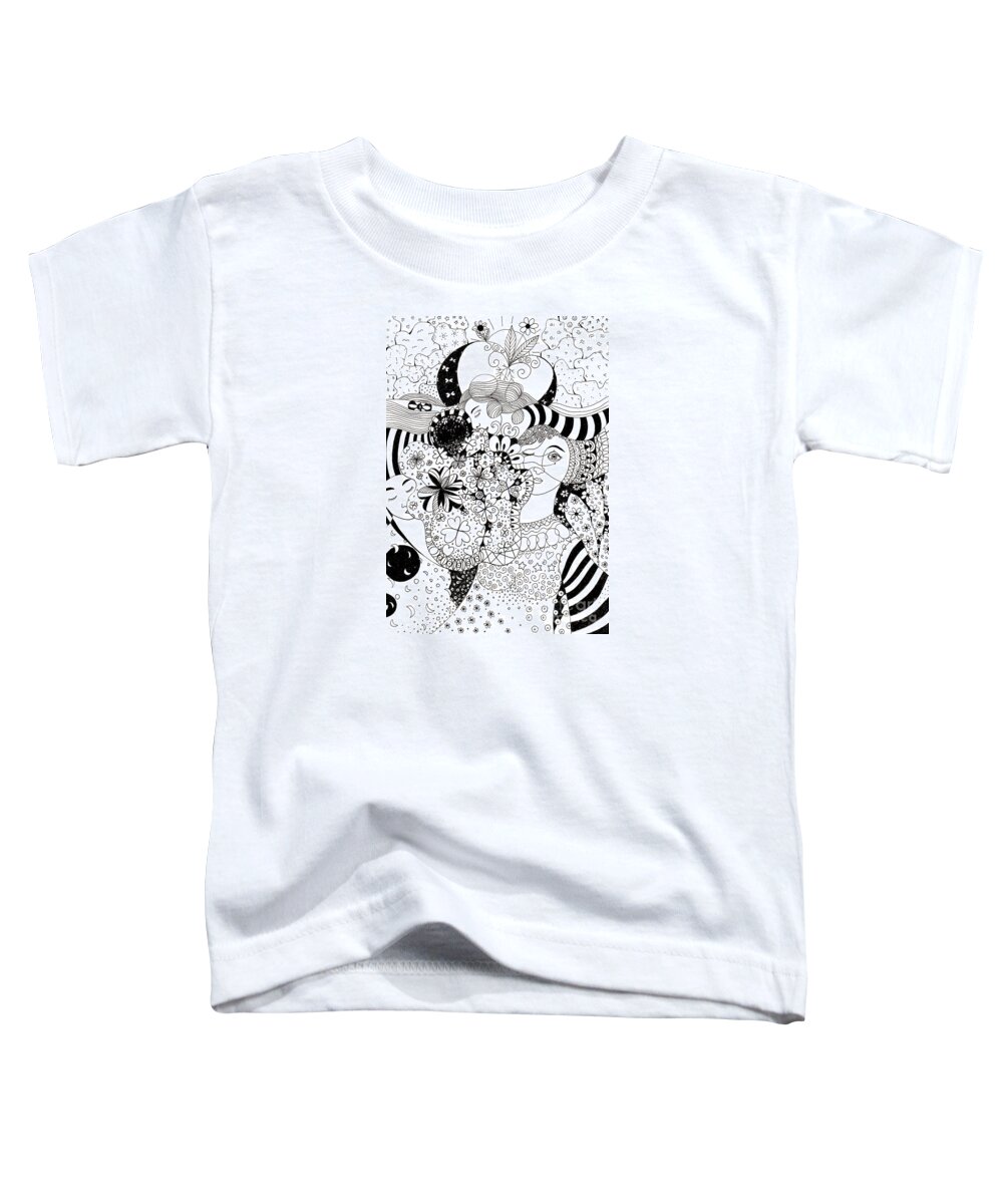 In Light And Dark By Helena Tiainen Toddler T-Shirt featuring the drawing In Light And Dark by Helena Tiainen