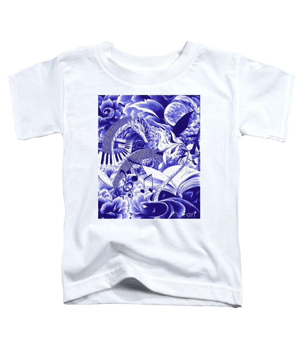 Dragon Toddler T-Shirt featuring the drawing In Song and Story by Alice Chen