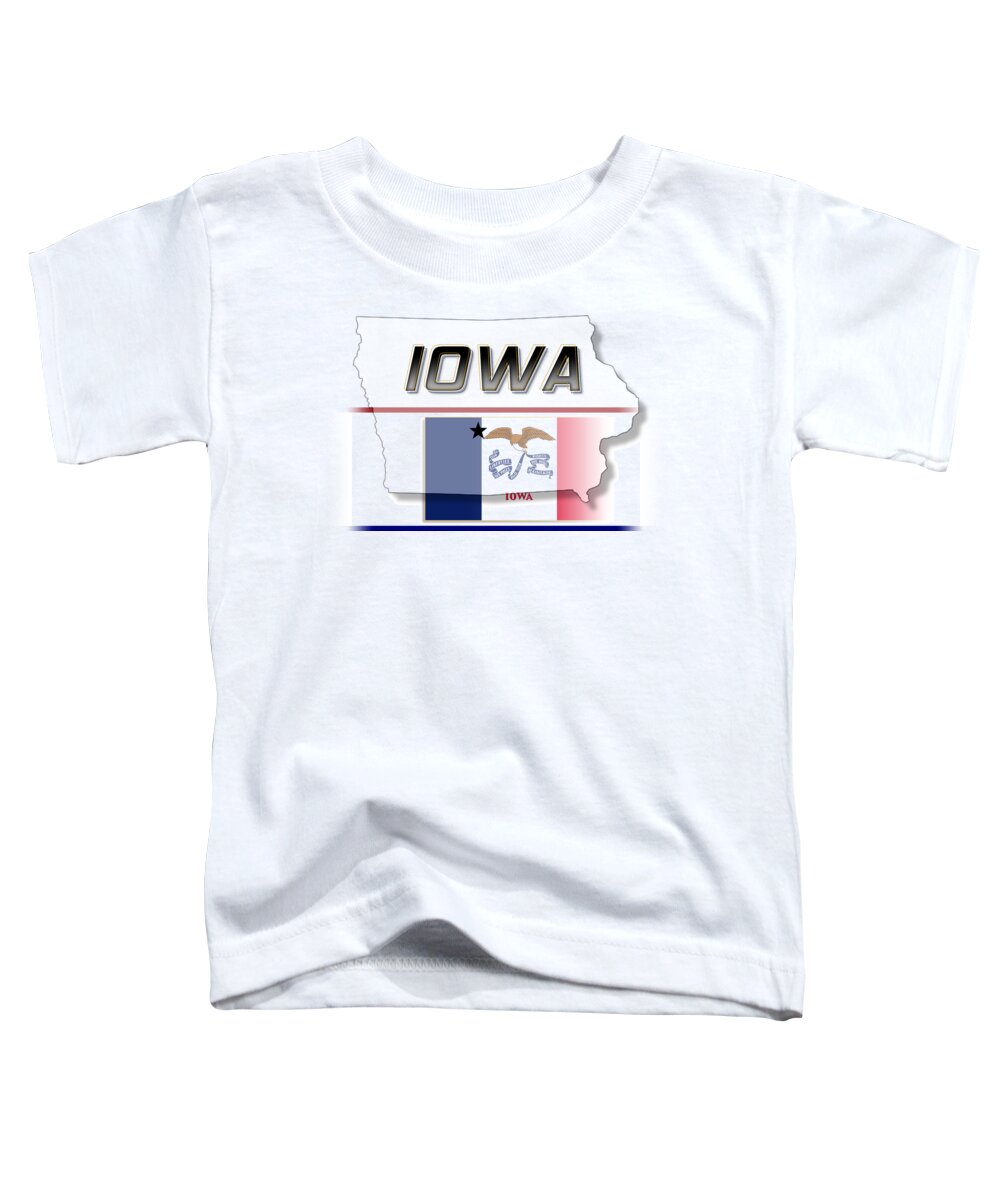 Iowa Toddler T-Shirt featuring the digital art Iowa State Horizontal Print by Rick Bartrand
