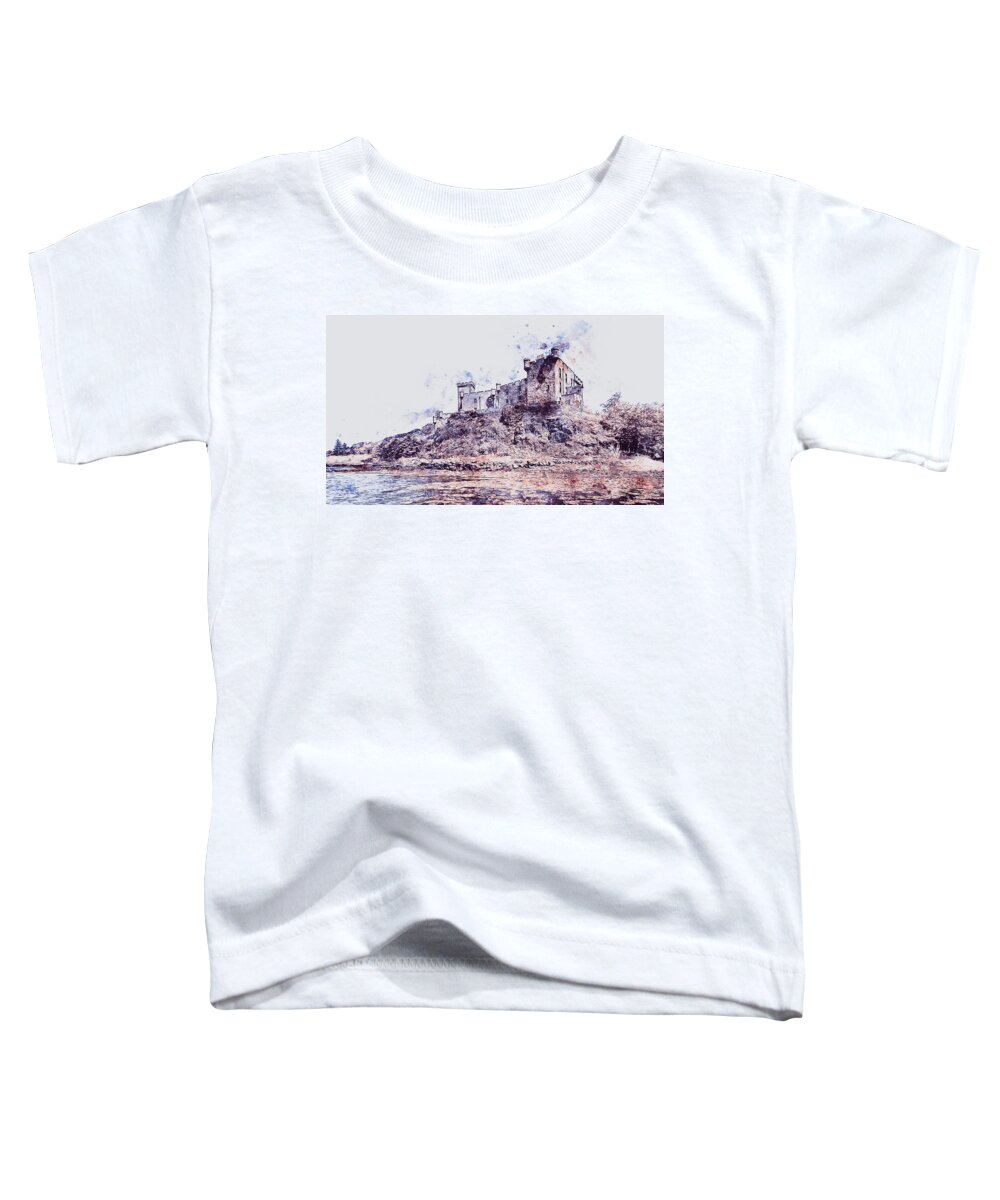 Isle Of Skye Toddler T-Shirt featuring the painting Isle of Skye, Dunvegan Castle - 02 by AM FineArtPrints