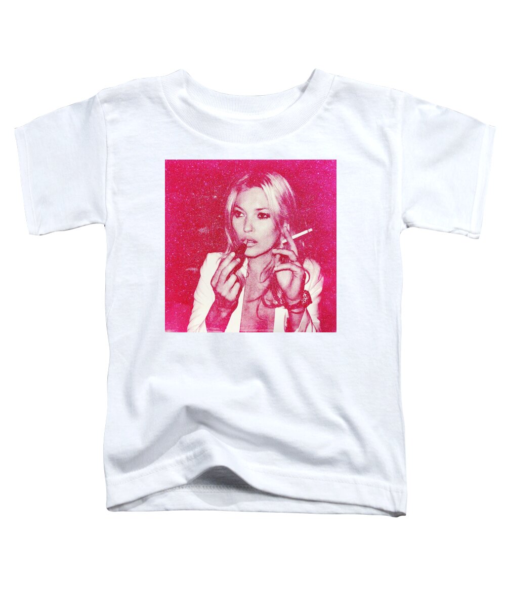 Kate Moss Toddler T-Shirt featuring the painting Kate Moss Pink by Shane Bowden