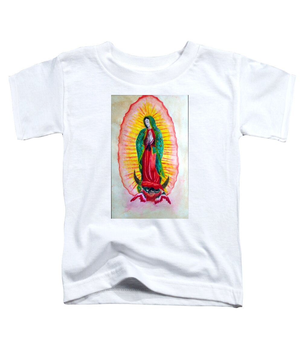Prison Art Toddler T-Shirt featuring the drawing LA Virgen The Virgin by Sapo