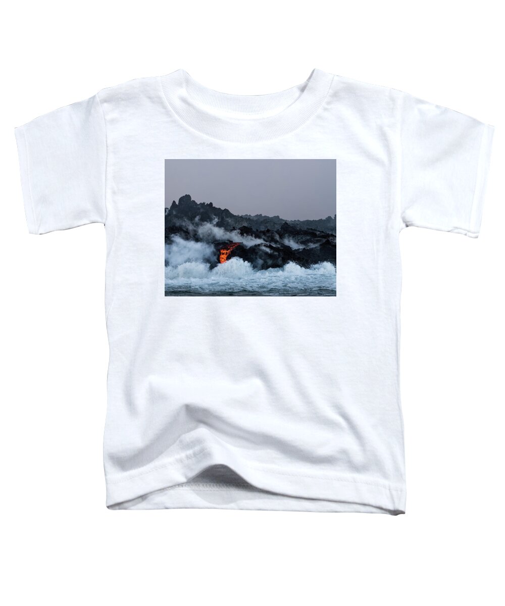 Lava Toddler T-Shirt featuring the photograph Lava Entering the Sea IV by William Dickman