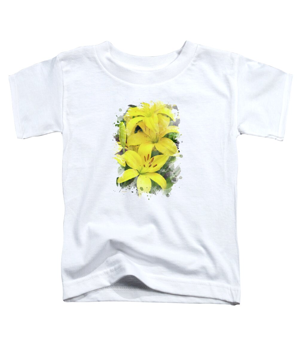 Lily Toddler T-Shirt featuring the mixed media Lily Watercolor Art by Christina Rollo